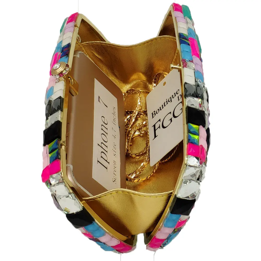 Boutique De FGG Разноцветные Женские металлические клатчи Minaudiere сумка вечерние сумочки-клатчи со стразами свадебные сумочки женские вечерние сумочки