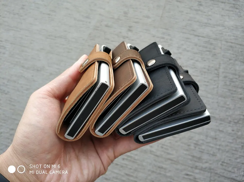 Новинка, RFID Блокировка, Ретро стиль, кредитный держатель для карт, для мужчин, алюминиевый, бизнес, ID, кожаный чехол для карт, мужской металлический держатель для карт, тонкий кошелек