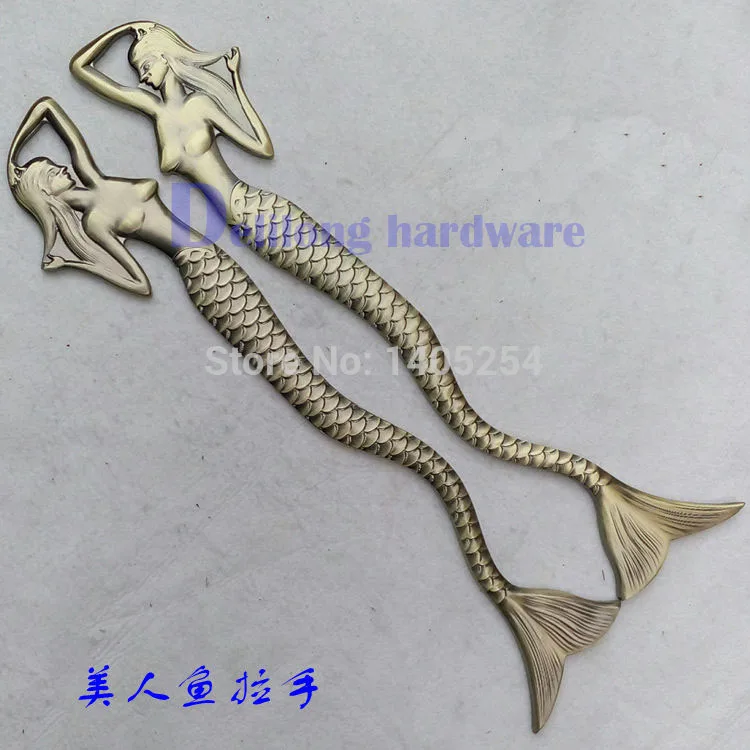 green bronze Высокое Качество Отель Русалка раздвижные стеклянные дверные ручки, деревянная дверная ручка золотого цвета/красная медь/зеленая бронза 1000 мм длина - Цвет: green bronze