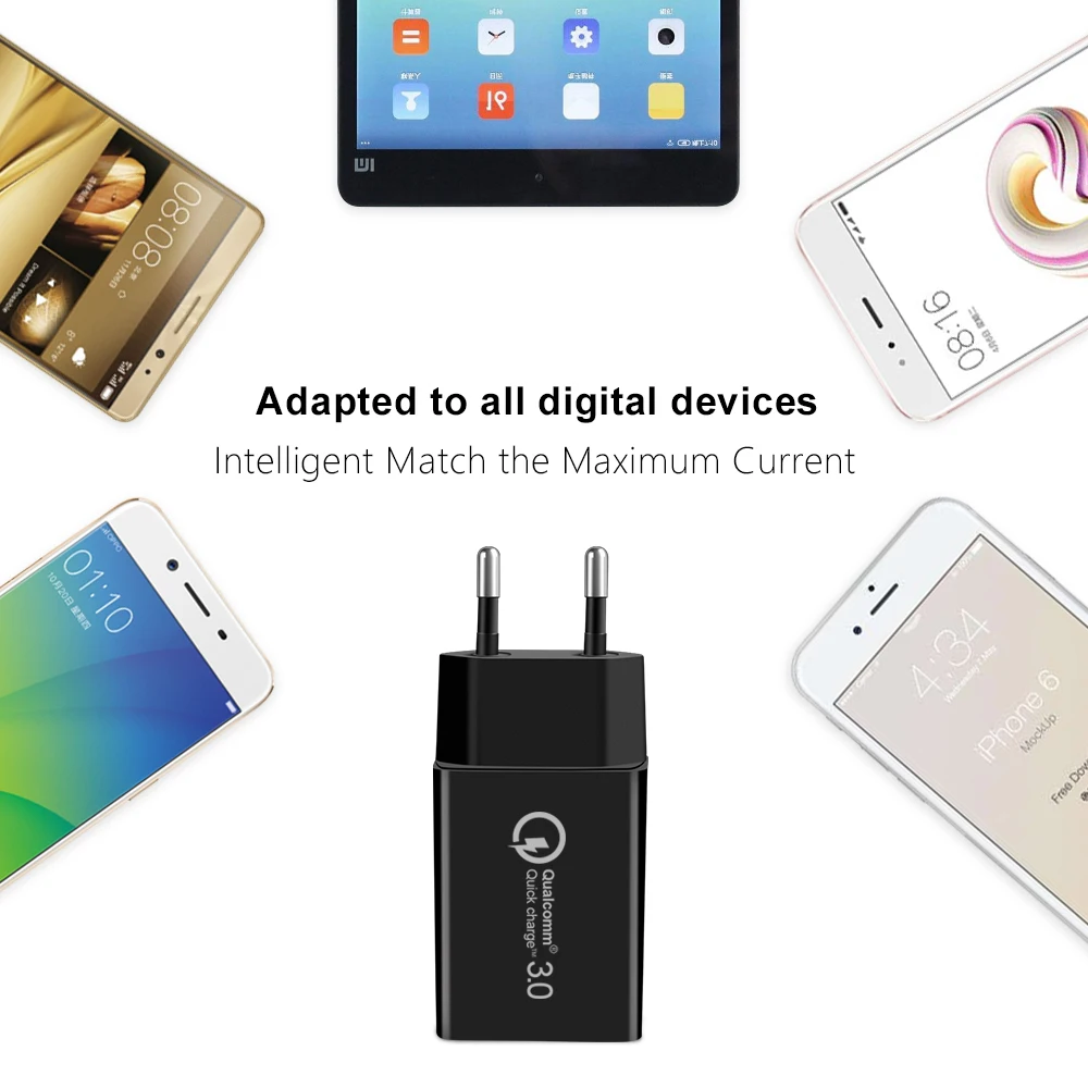 18 Вт USB зарядное устройство EU Wall Quick Charge 3 0 быстрое QC3.0 QC2.0 адаптер для iPhone X 7 Samsung Xiaomi