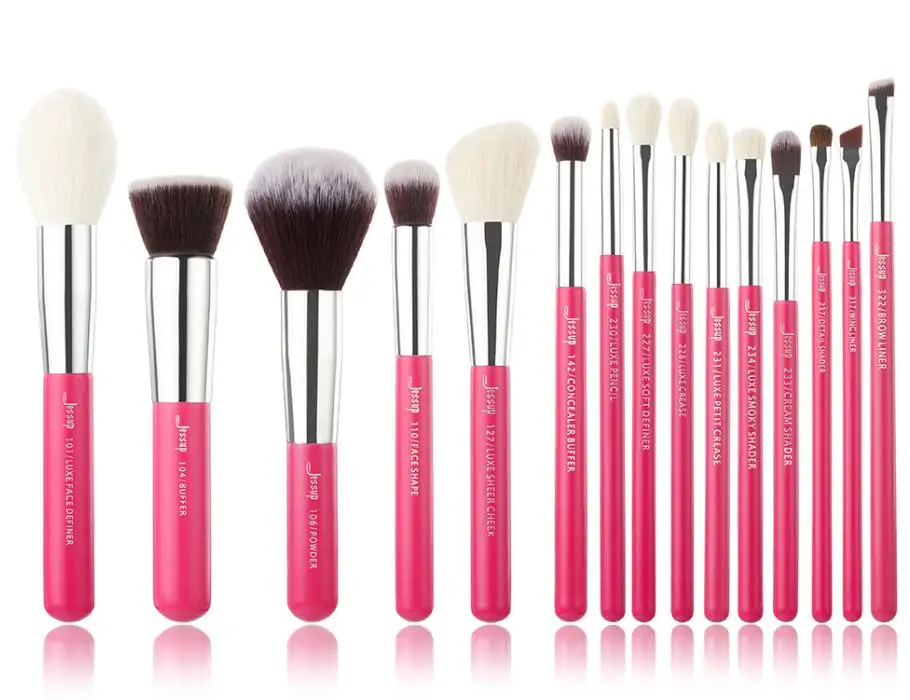 T200(15PCS) Jessup Rose-carmin/Silver набор кистей для макияжа, косметическая основа, пудра, тени для век, Кисть для макияжа, 6 шт.-25 шт., натуральные синтетические волосы - Handle Color: T200(15PCS)