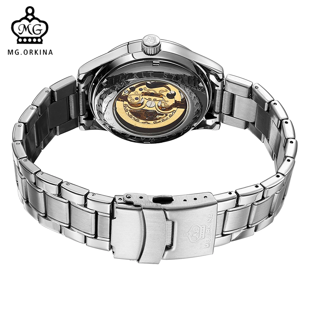 Мг. ORKINA серебряный ободок Нержавеющая сталь ремешок браслет часы Для мужчин