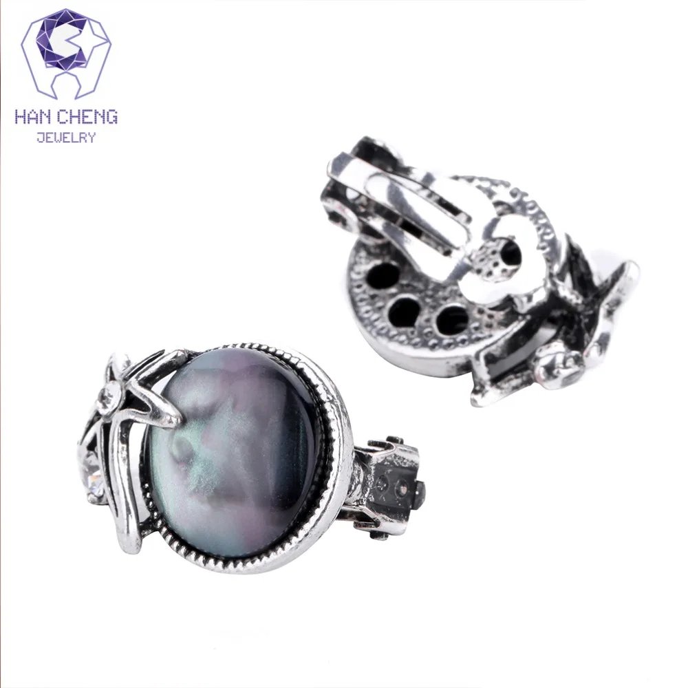 HanCheng Новые Модные Винтажные серьги-клипсы Стразы с круглым опалом морскими