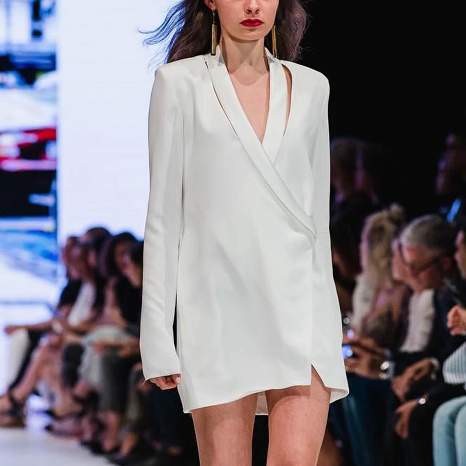 Seamyla 2020 New Elegant Coats Long Sleeve Sexy Celebrity Party Blazers Women White Runway Coat Ladies Winter Club Outwears | Женская