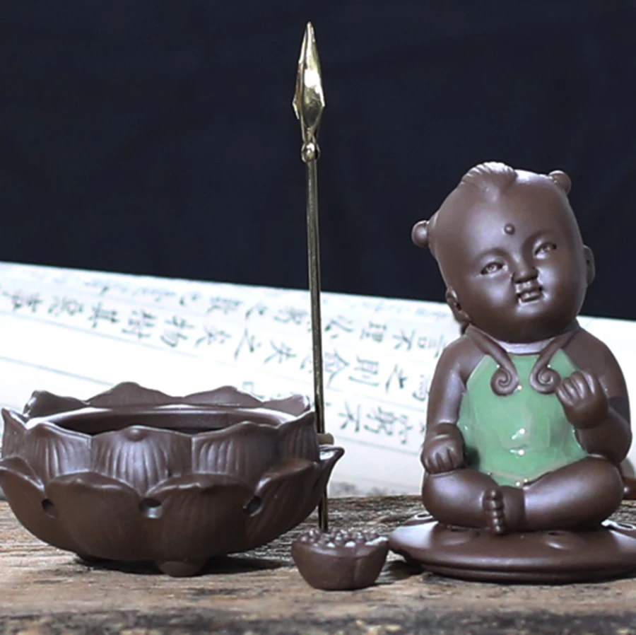 1pcs Little Buddha Incense Burner Ceramic Zen Ganesha Censer Stick Holder Diffuser Bakhoor Porte Encens 60KOB06 | Дом и сад