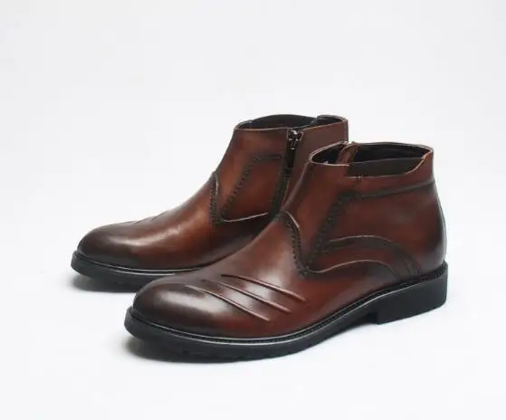 Ботинки Челси Мужская обувь с высоким берцем острым носком British wind кожаные