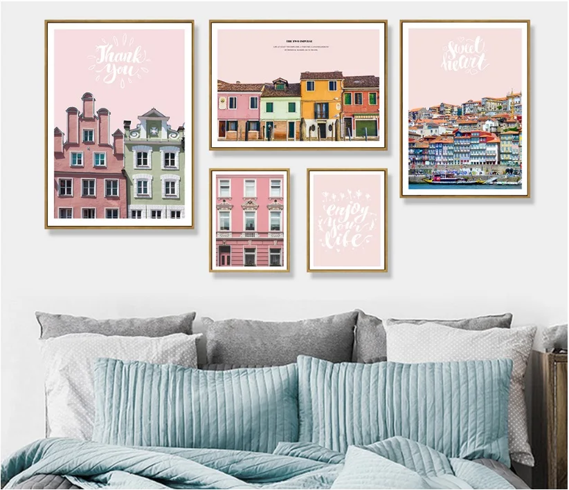 Nordic Architecture цветной дом пейзаж комбинация постер с принтом настенная живопись на