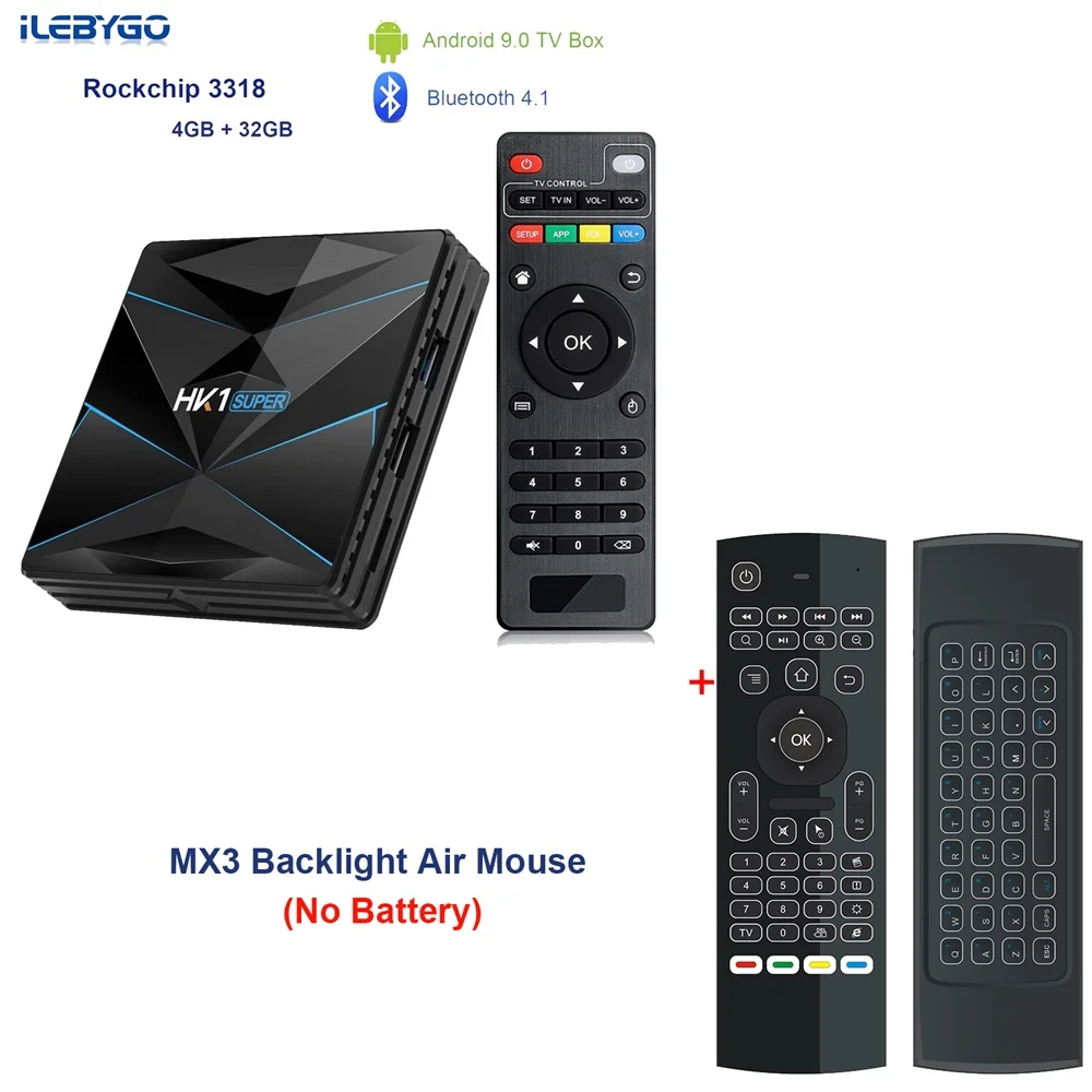 4GB 32GB MX3 Android 9,0 ТВ коробка HK1 супер Rockchip RK3318 телеприставка 4 Гб ram 128G rom USB 3,0 2,4G/5G двойной wifi BT4.1 HDR 4 K 3D медиаплеер - Цвет: 4GB 32GB MX3