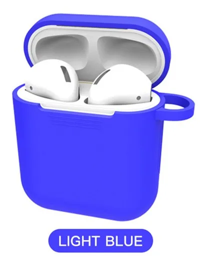 Противоударный силиконовый чехол s для Apple Airpods, водонепроницаемый чехол для Airpods, чехол для Air Pods, простой наушник, анти-осенний чехол s - Цвет: Light blue