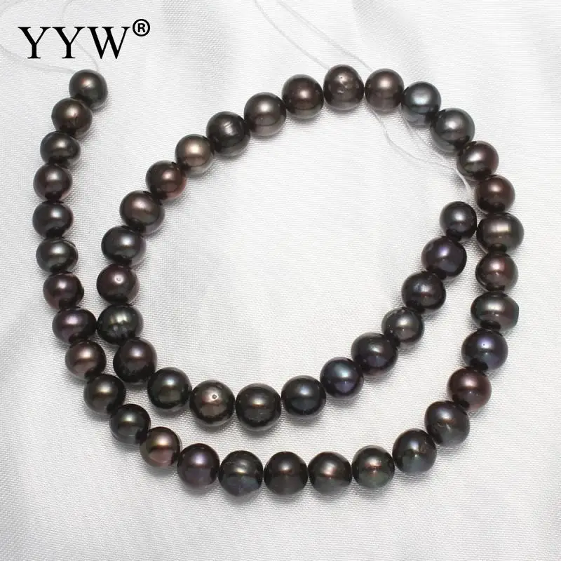 Круглые черные жемчужные бусины класса А 8 9 мм|beads for diy|freshwater pearl beadsloose beads |