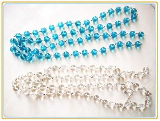 

50 Meters blue color Crystal 10mm Round Beads Chain For Home Curtain Decoration Glass chandelier Hanging Strand Garlands