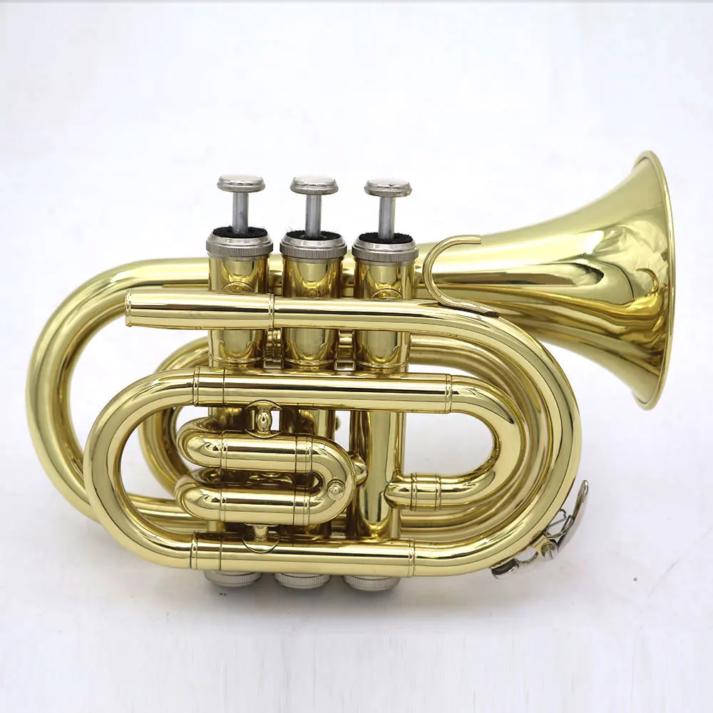 Bb труба понижающийся тон B плоский латунный мини-карманный ветровой инструмент с