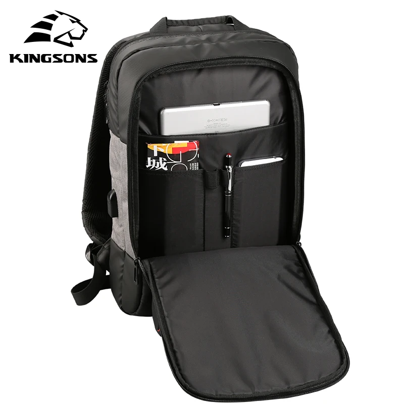 Kingsons KS3159W 15,6 дюймов мужской женский рюкзак для ноутбука внешний USB зарядка Водонепроницаемый Переносной рюкзак для путешествий школьные сумки