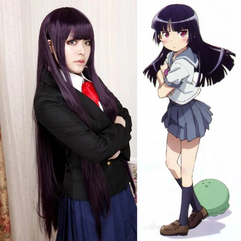 

Ore No Imouto Ga Konnani Kawaii Wake Ga Nai Gokou Ruri 100cm Long Straight Synthetic Hair Anime Cosplay Wig Purple Black Mix