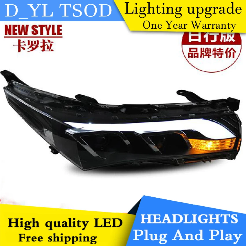 

D-YL Car Styling for Toyota Corolla Headlights 2014 Corolla LED Headlight DRL Bi Xenon Lens High Low Beam Parking Fog Lamp