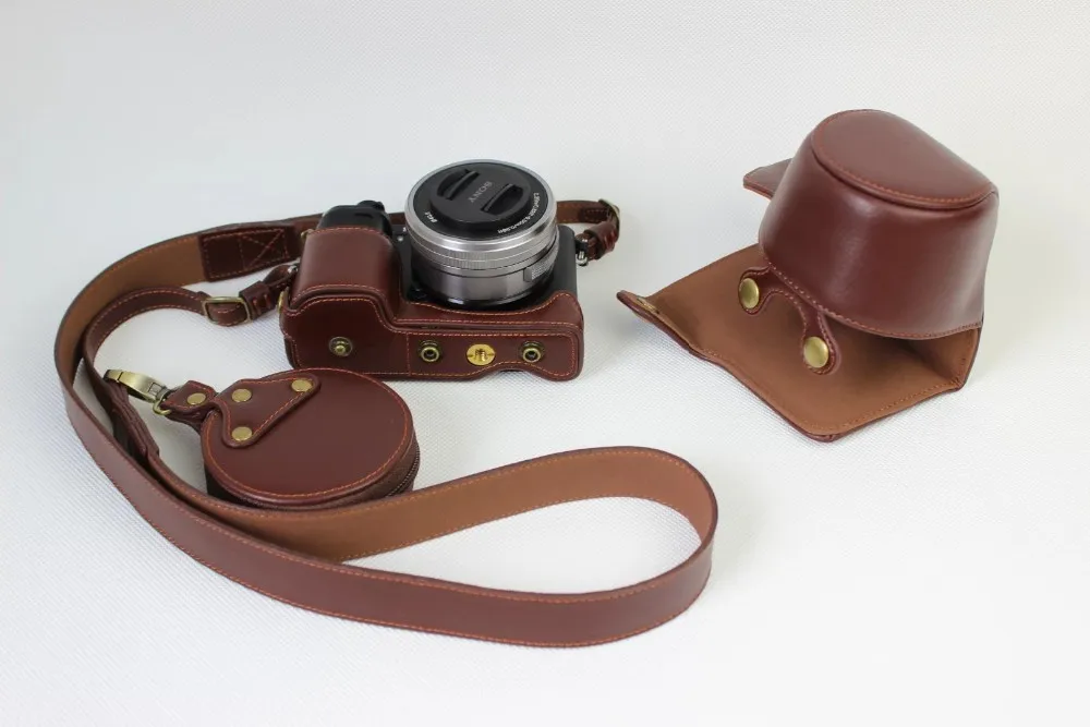 Роскошный чехол для камеры из натуральной кожи для sony A6000 A6300 16-50 мм сумка для камеры из натуральной кожи Защитная сумка с ремешком