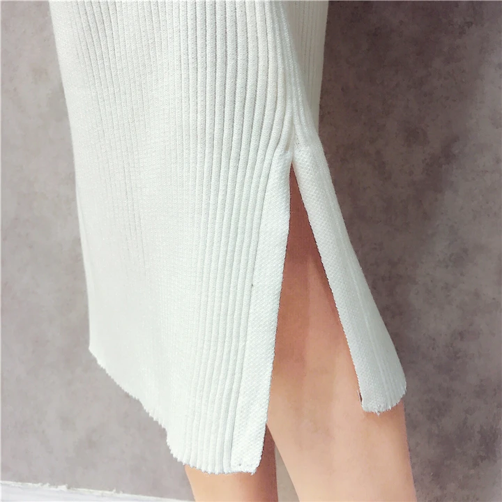 2018 осенне-зимнее Новое Женское темпераментное платье до середины икры с высоким