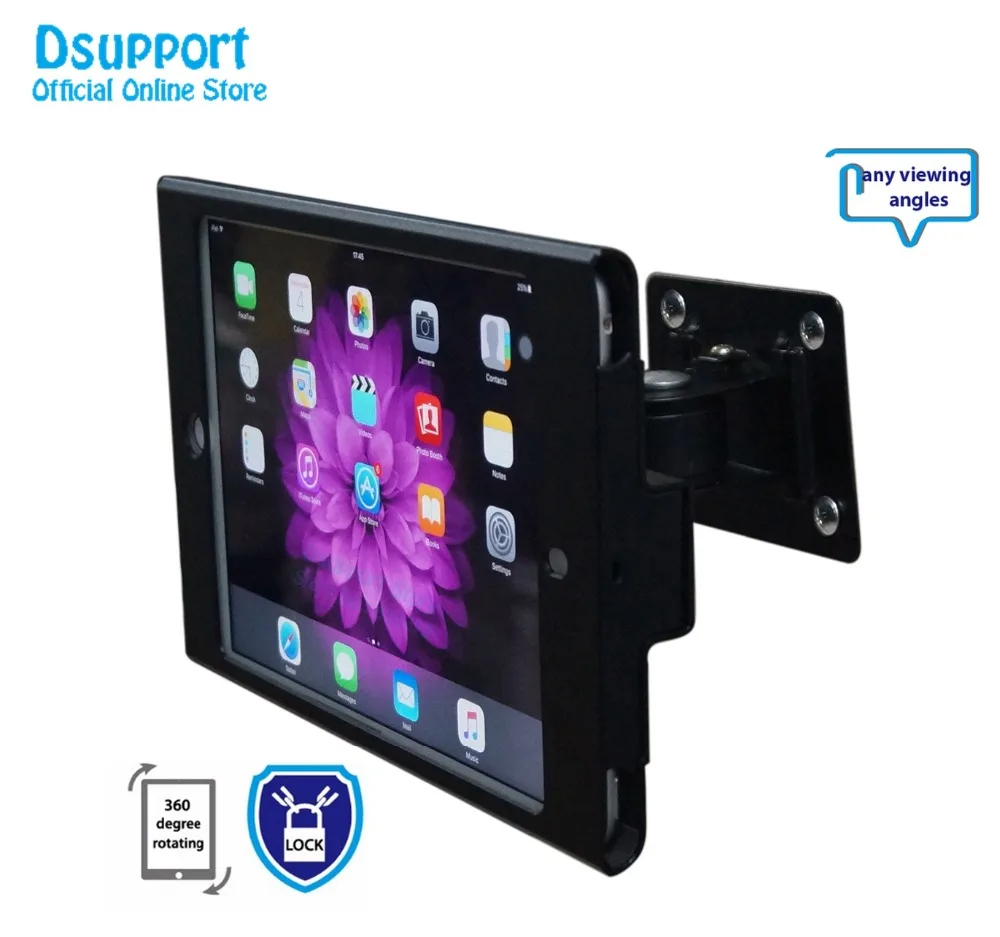 Полное вращение подходит для iPad mini1 2 3 4 подставка для настенного монтажа металлический корпус дисплей розничный кронштейн планшет ПК держатель Поддержка анти-вор