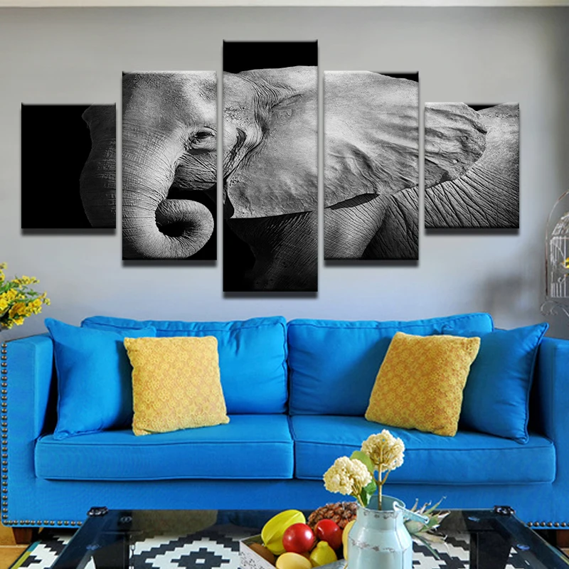 Художественный HD Печатный пейзаж Африканские слоны Модульная картина