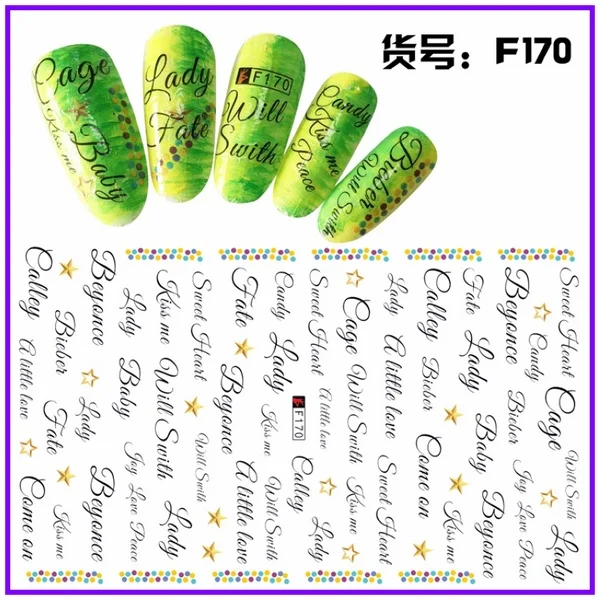 Супер тонкий себя липкой 3D Nail Art ползунок стикер Одуванчик цветок глаз стихотворение буквы алфавита F165-174