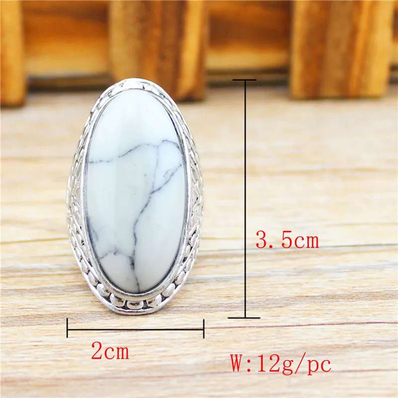 Трещины Dot Овальный сине-белые камень Кольца для Для женщин Винтаж Античная