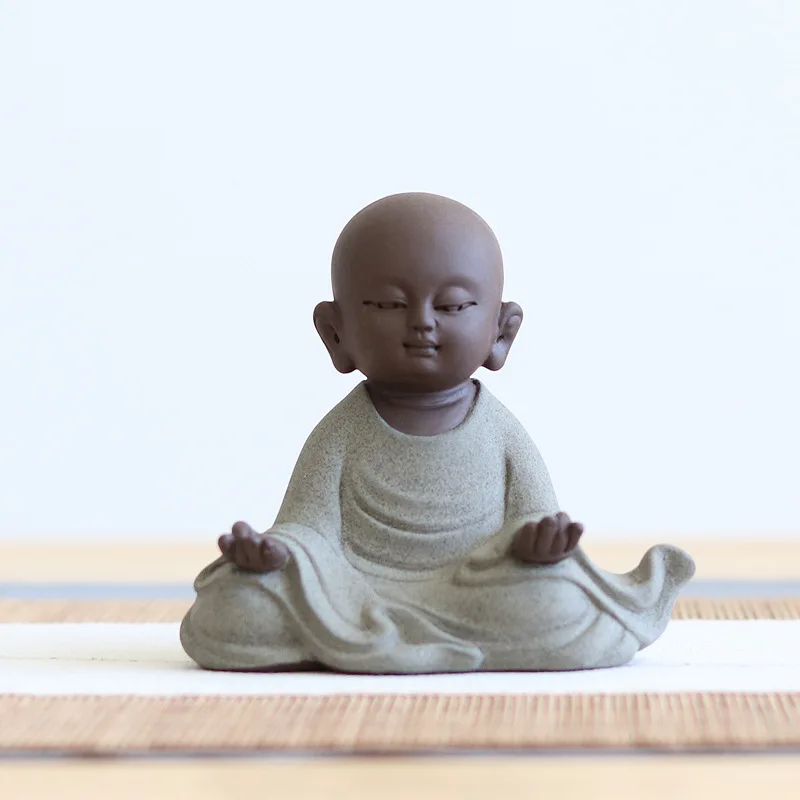 Zen фиолетовый песок статуи Будды керамический монах керамика чай домашнее