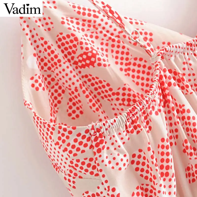 Vadim милый Женский миди платье в горошек регулируемые ремни без рукавов женские