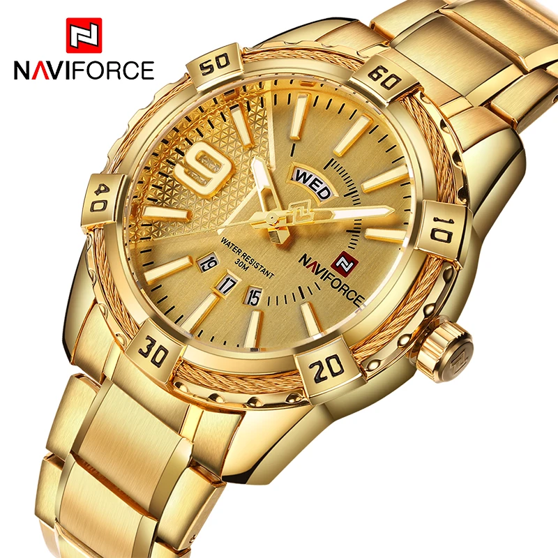 Часы NAVIFORCE мужские топовые роскошные спортивные водонепроницаемые до 30 м из