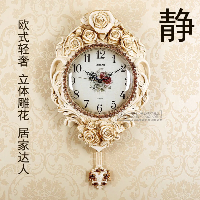 

New European Wall Clock Living Room Mute Table American Pastoral Luxury High-end Creative Home Mute Clock