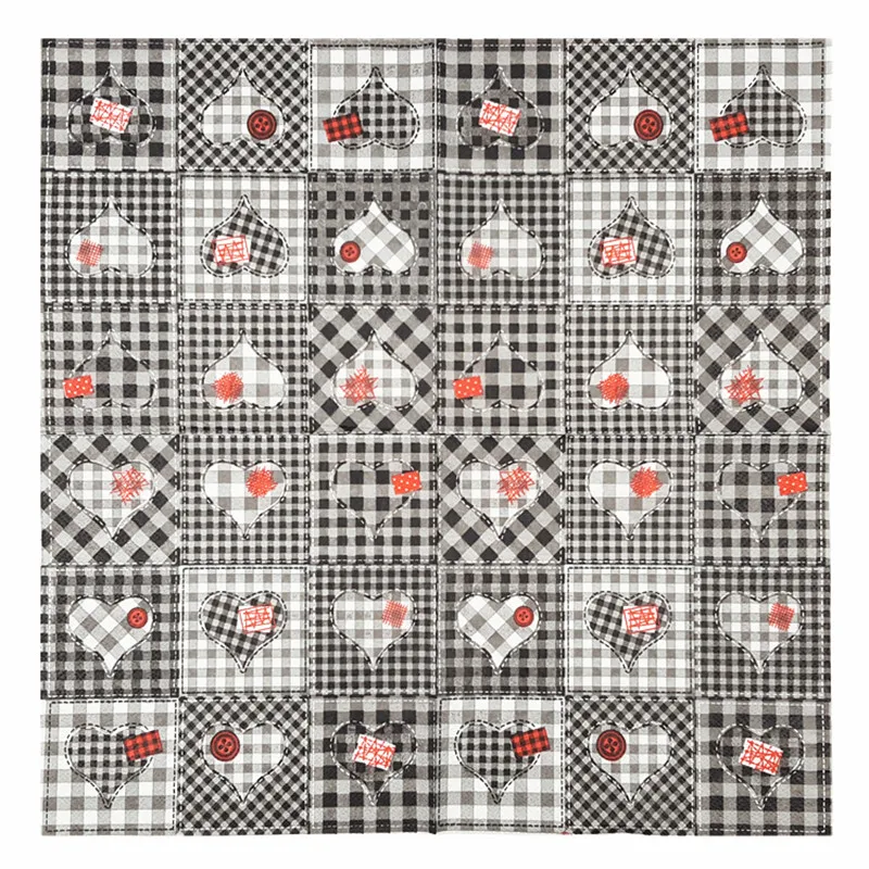 Винтажные бумажные салфетки с принтом черные белые серые милые любовь сердце