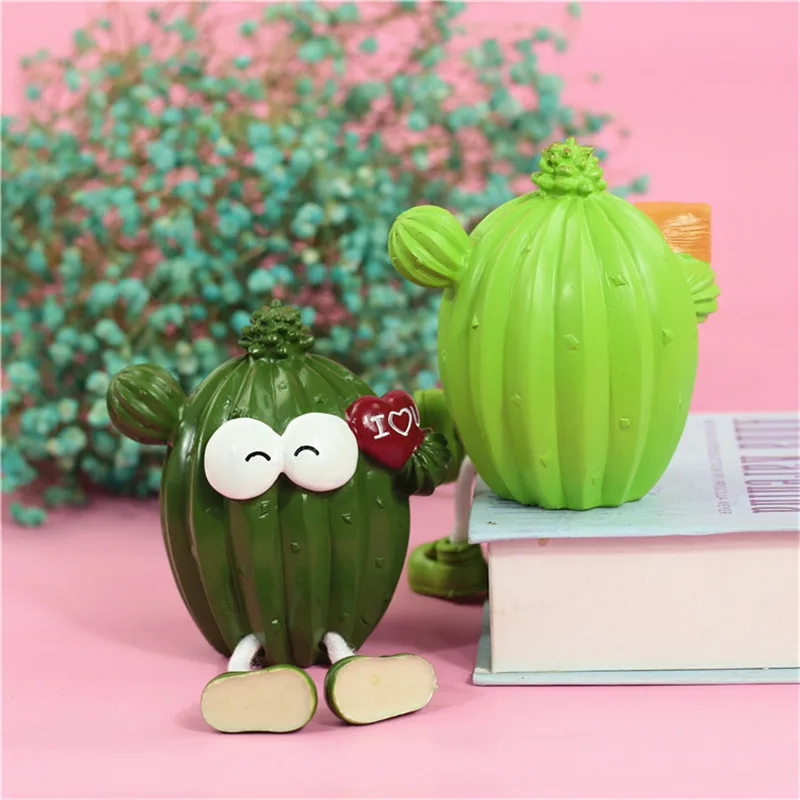 2 шт./компл. Смолы Кактус фигурки Artware милые кактусы цифры офисные украшения