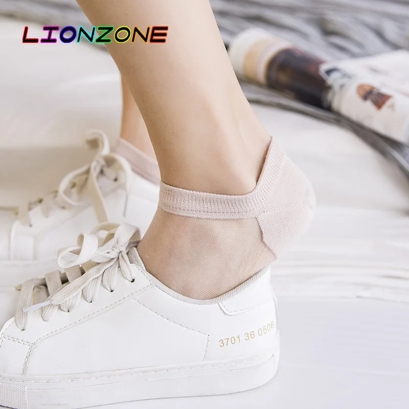 LIONZONE 5Pairs/Lot Lace Harajuku Socks Spring Summer Women Invisible Thin Silk Ankle Calcetines | Женская одежда