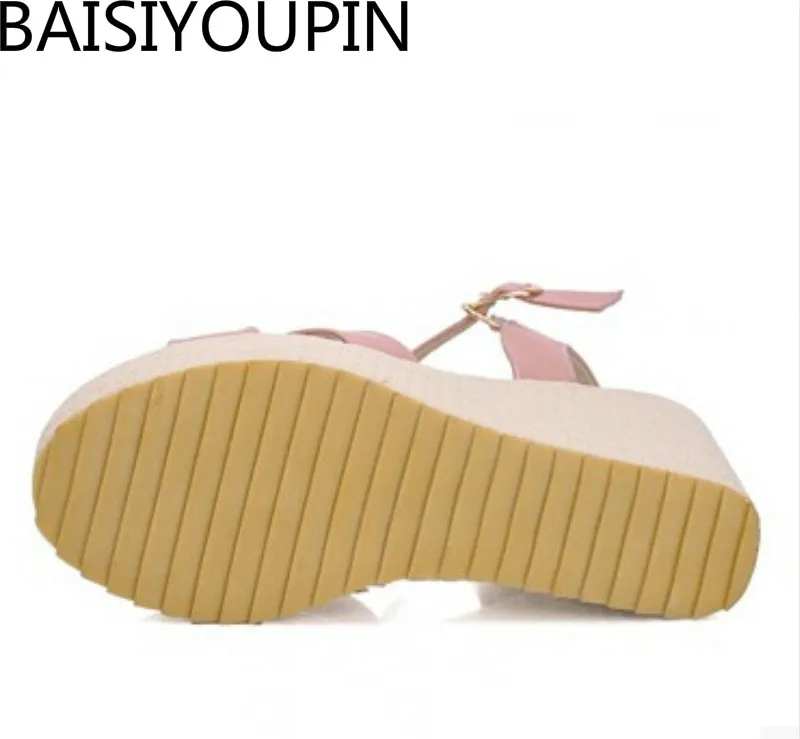 Новинка лета 2018 женские сандалии на очень высокой танкетке с губчатой подошвой