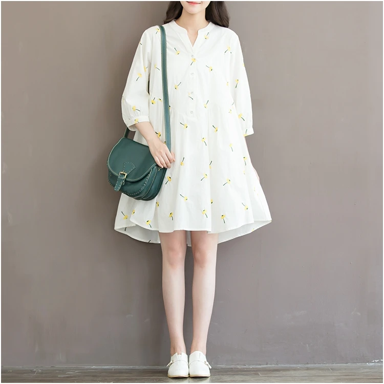 Dress Women Rushed Time-limited None Ukraine Women's Free Shipping 2019 Autumn College Wind Cotton And Embroidered Female | Женская