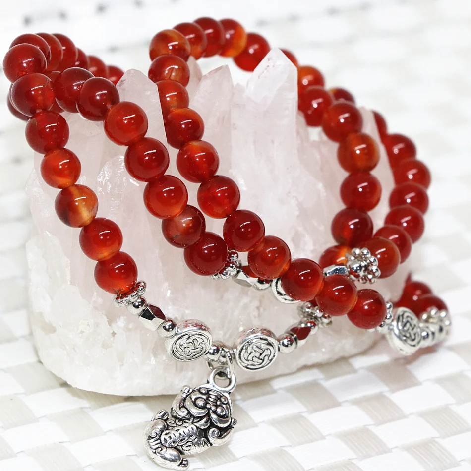 Сердолик из натурального красного камня круглые Многослойные браслеты 6 мм оникс