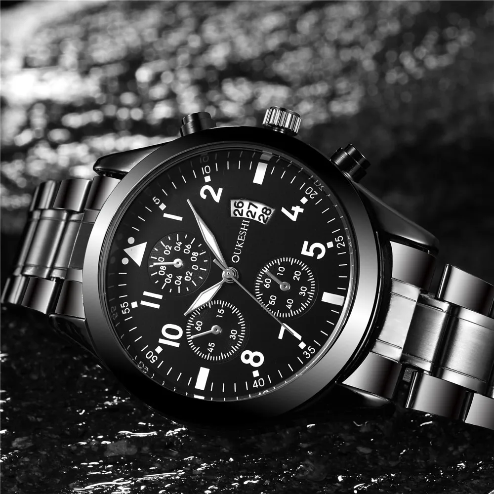 Мужские кварцевые часы модные повседневные спортивные деловые из нержавеющей