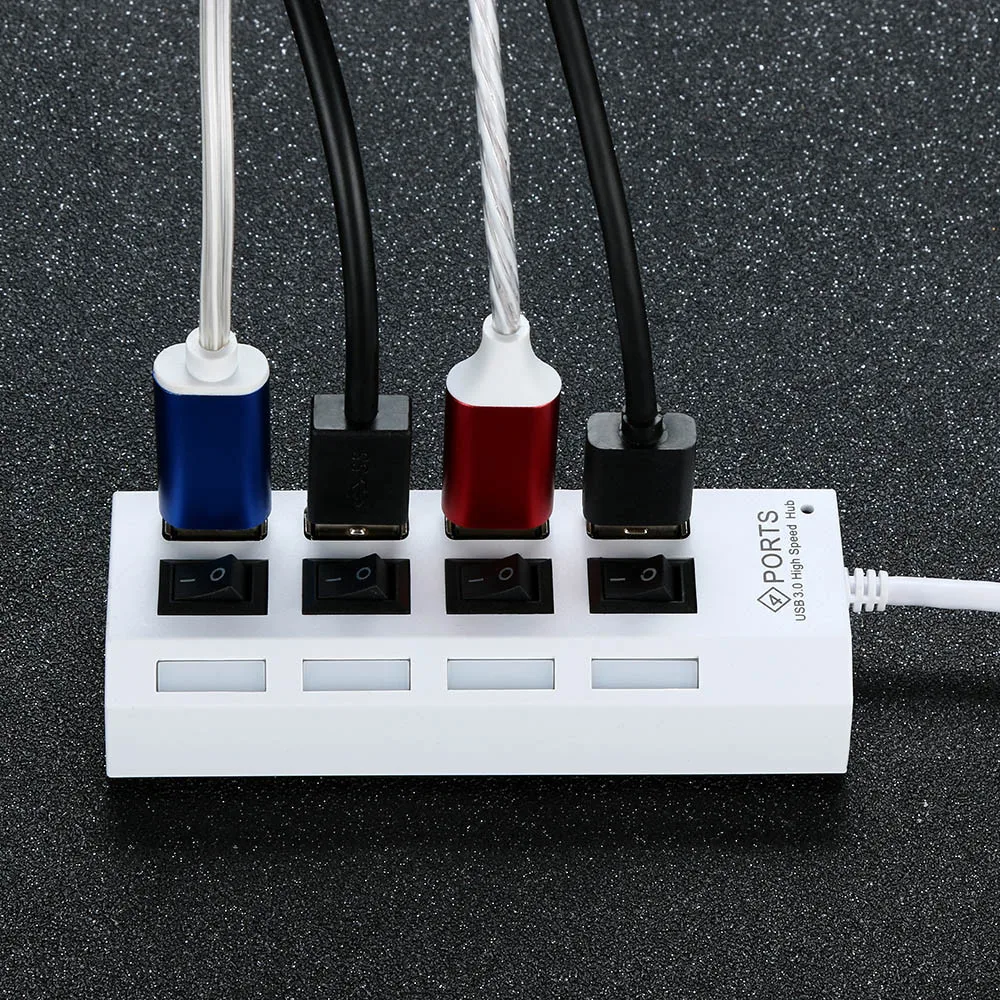 Высокоскоростной 4 порта LED USB 3 0 адаптер концентратор питания вкл/выкл