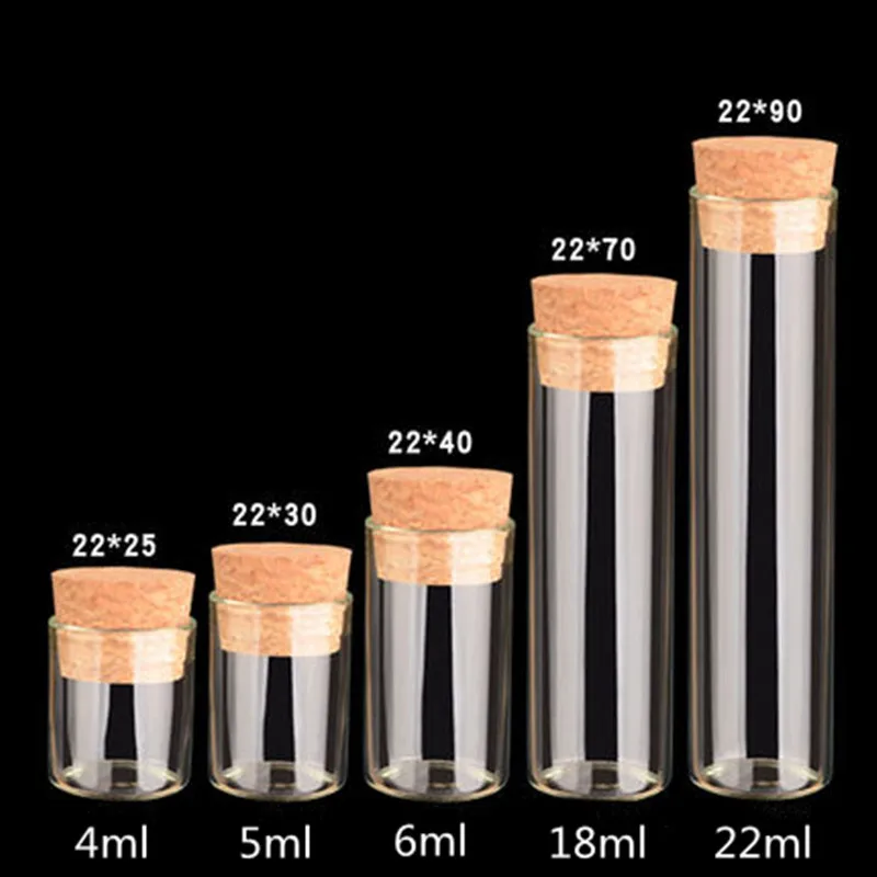 

Diameter 22mm Test Tube Vial Cork Stopper Glass Bottle Tubular Essential Oil Bottle DIY Wishing Vial Storage Bottle 4ml 5ml 6ml