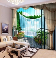fashion customized 3d curtain balcony flower pot waterfall curtain 3d bathroom shower curtain blackout 3d curtains