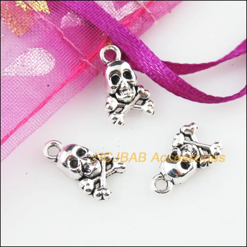 Для выведения токсинов 40 шт Тибетский серебристый цвет Хэллоуин Подвески черепа