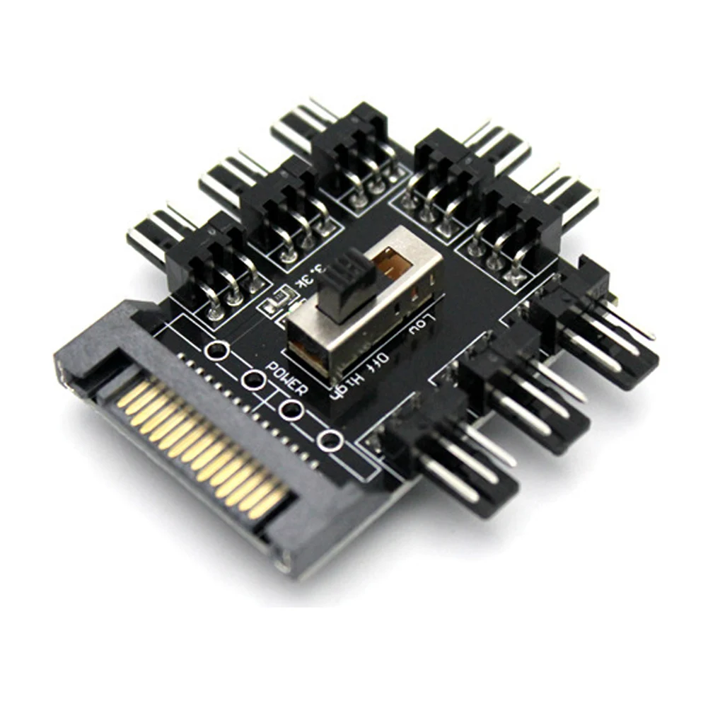 SATA 4pin самоклеющиеся Fan Hub 8-way компьютер аксессуары Professional с Светодиодный
