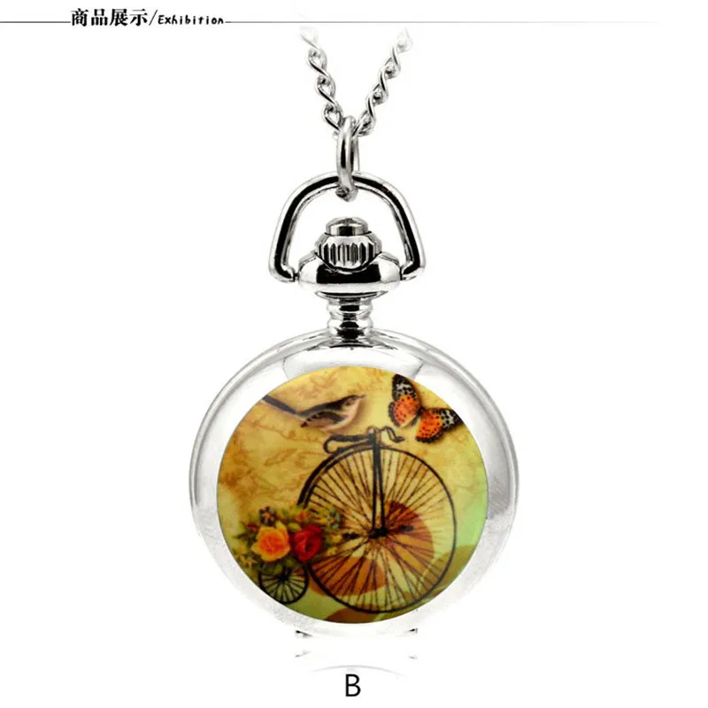 Детские эмалированные часы в подарок с цепочкой 80 см милые карманные цветочным