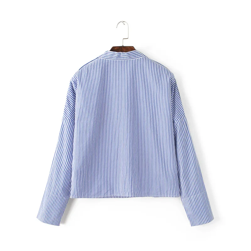 Рубашка женская с длинным рукавом в полоску цветочной вышивкой свободная блузка