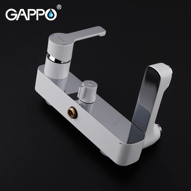 

GAPPO Sanitary Ware Suite White Color Brass bathroom bath shower mixer set waterfall rain shower head bathtub taps