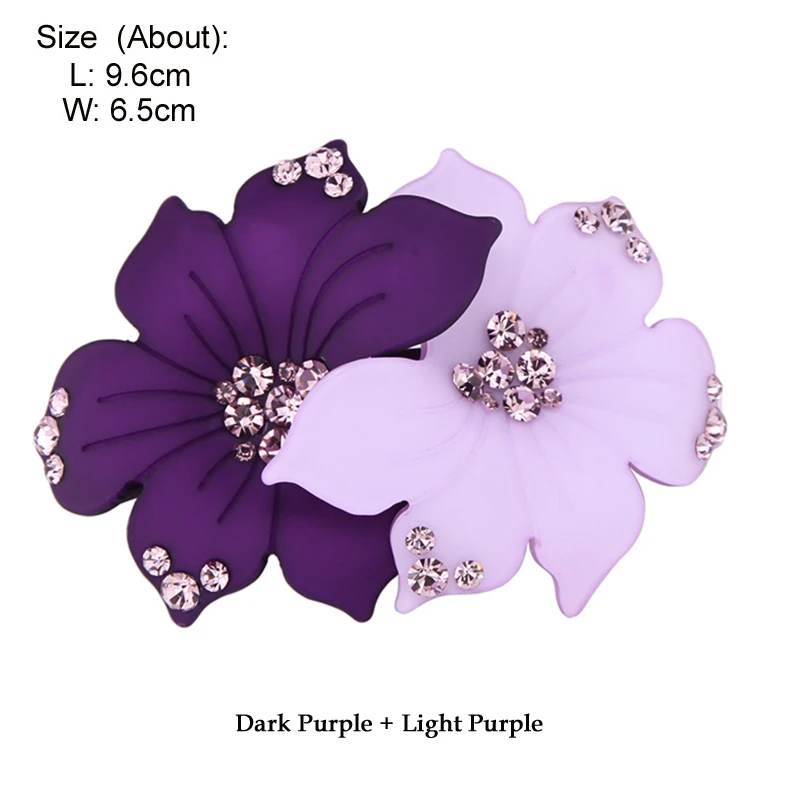 purple light purple Аксессуары для волос-Цветочные заколки для волос для женщин-заколка для волос-стразы для волос-украшения для волос на выпускной 2 шт.(купить один бесплатный - Окраска металла: purple light purple