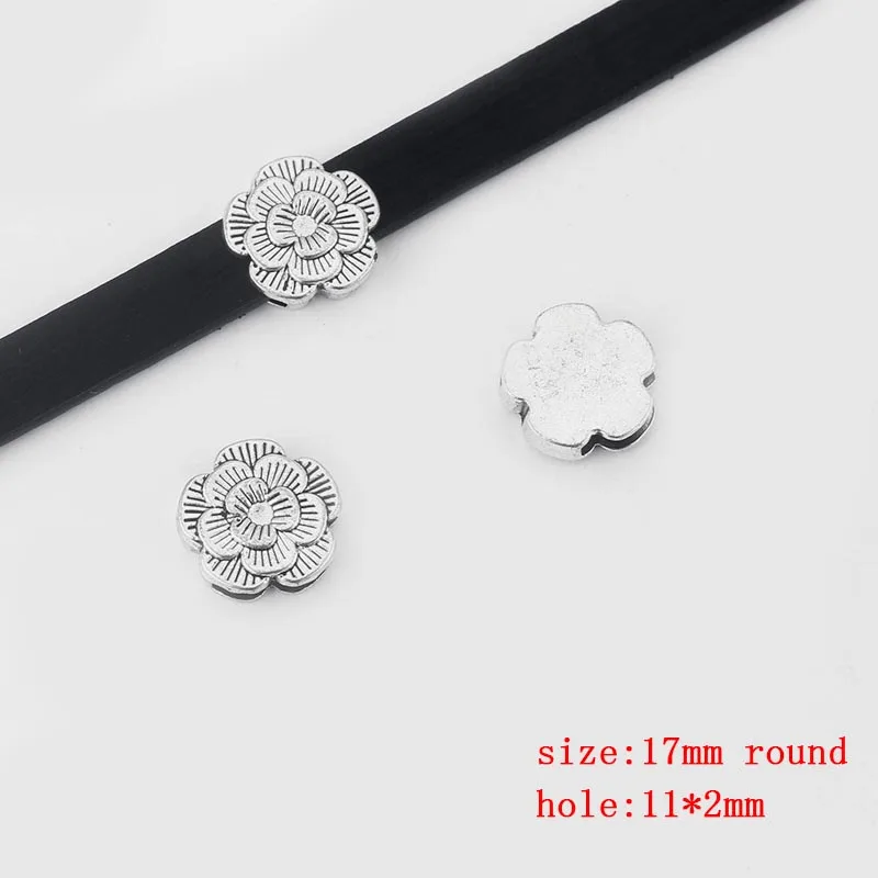Plum blossom 10 шт. античные серебряные/Бронзовые плоские ползунок прокладки подходят 10 мм 12 мм Плоские Кожаные Шнуры DIY браслет аксессуары для изготовления ювелирных изделий - Цвет: Plum blossom