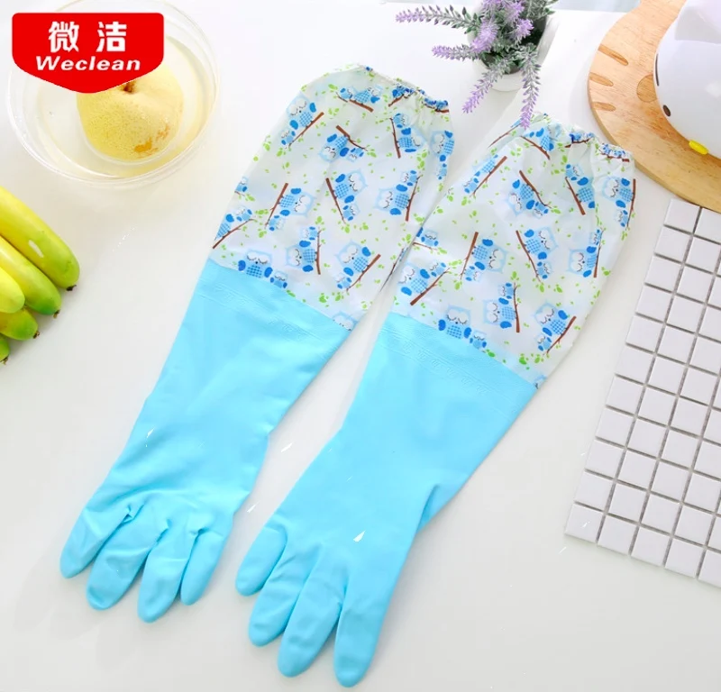 

Winter kitchen thickening, skin cleaning, household gloves, plus cashmere, extended dishes, laundry, rubber waterproof gloves