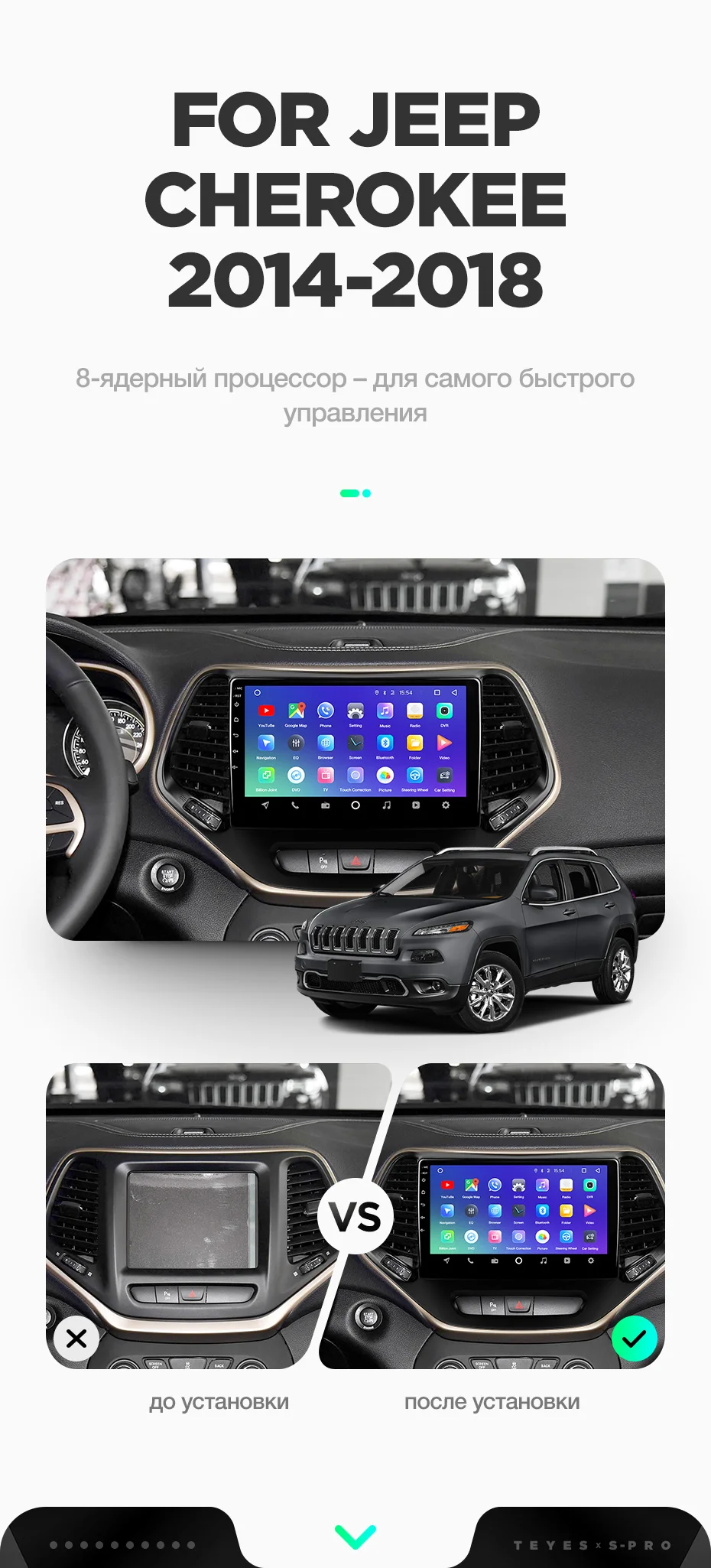 TEYES SPRO Штатная магнитола для Джип Чероки 5 Jeep Cherokee 5 KL Android 8.1, до 8-ЯДЕР, до 4+ 64ГБ 32EQ+ DSP 2DIN автомагнитола 2 DIN DVD GPS мультимедиа автомобиля головное устройство
