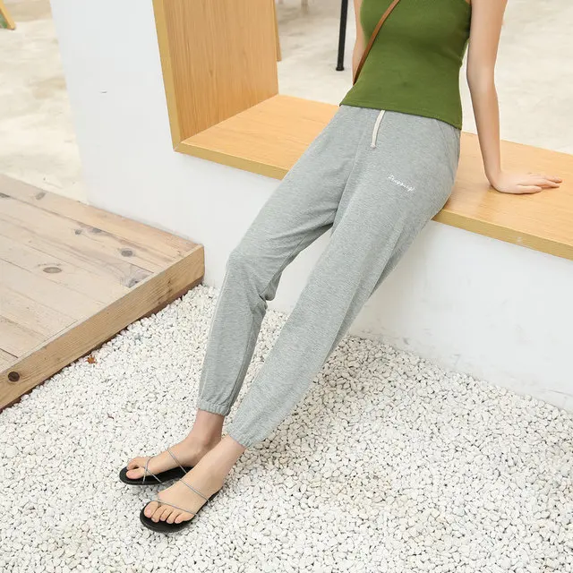 light grey BZEL/Новинка года; хлопковые Пижамные брюки; 8 цветов; женские домашние штаны; свободные брюки для сна; Качественная Пижама для девочек; Mujer - Цвет: light grey