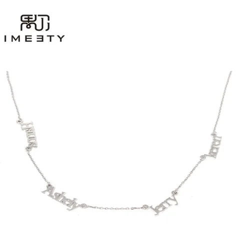 IMEETY 4 имени ожерелье мини ожерелья с буквой четыре имени кулон в одной цепочке дизайн ваш мин мульти имя ожерелья мама подарки